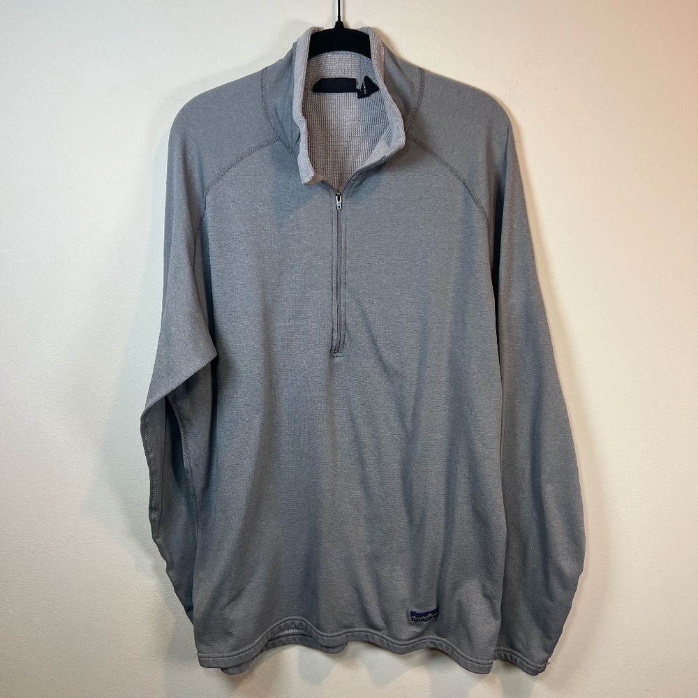 Patagonia Polartec Pullover 1/2 Zip Shirt Gray Outdoor Baselayer Logo FLAW Large